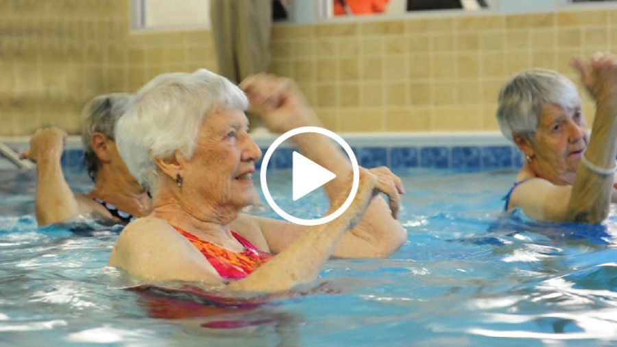 Video still of women exercising in the pool