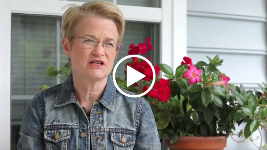 Still of video interview with senior female