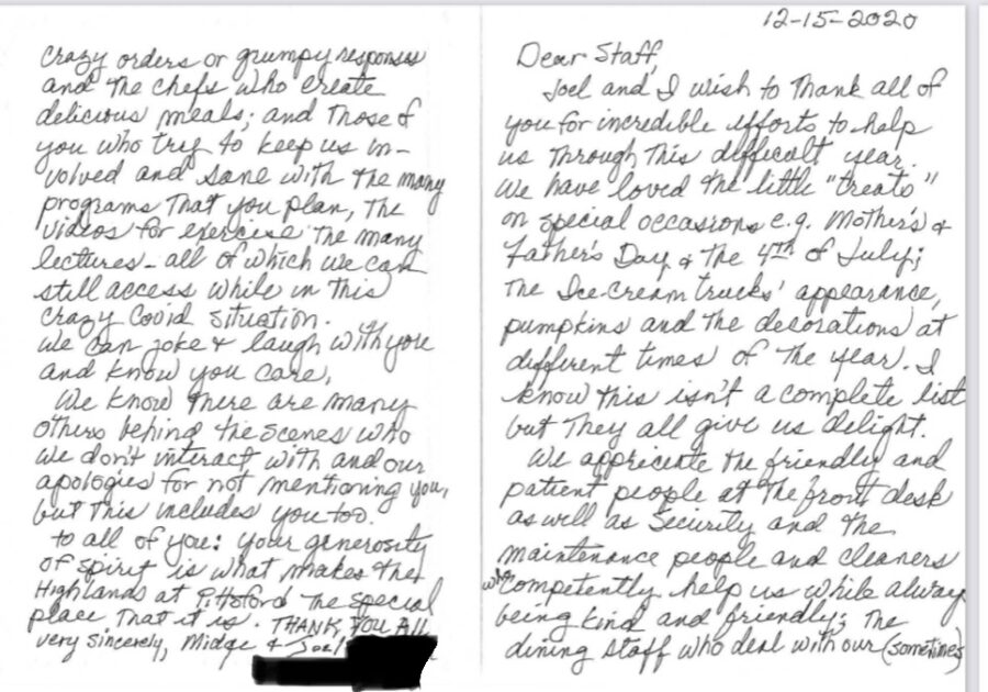 Handwritten thank you card