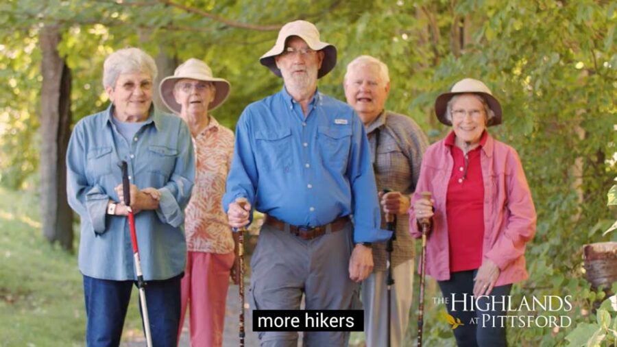 Group of senior adults hiking
