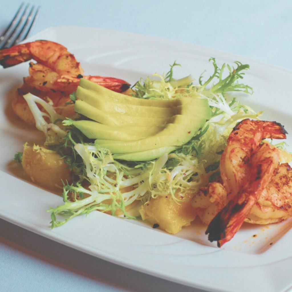 The-Bistro-The-Highlands-At-Pittsford A lovely salad featuring avocado and shrimp