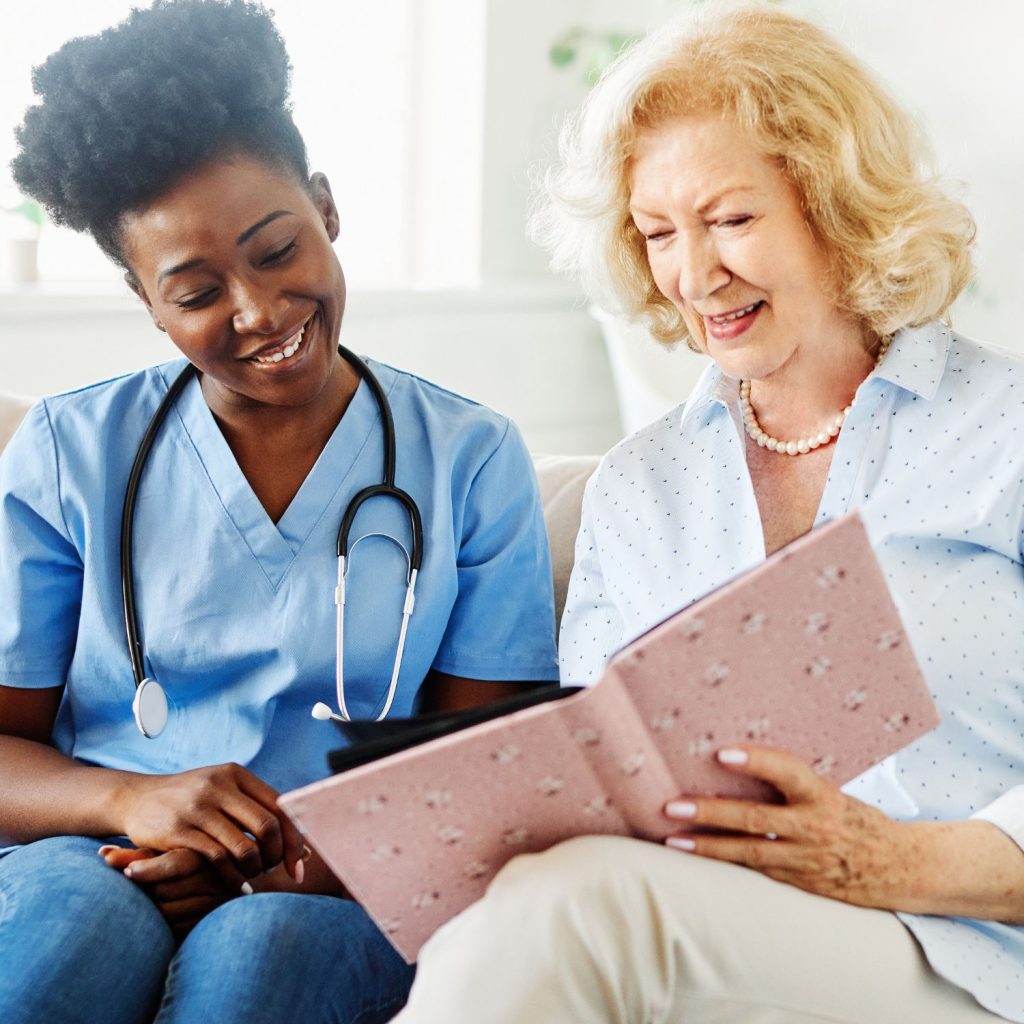 A caregiver with a resident