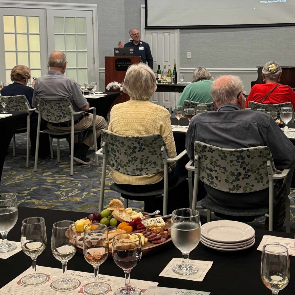 HAP-Cottage-Common-Spaces-and-Places The Highlands residents at a wine pairing class