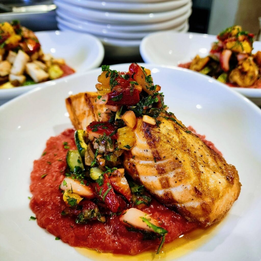 HAP-Culinary-Experience Roast salmon and vegetables dinner at The Highlands
