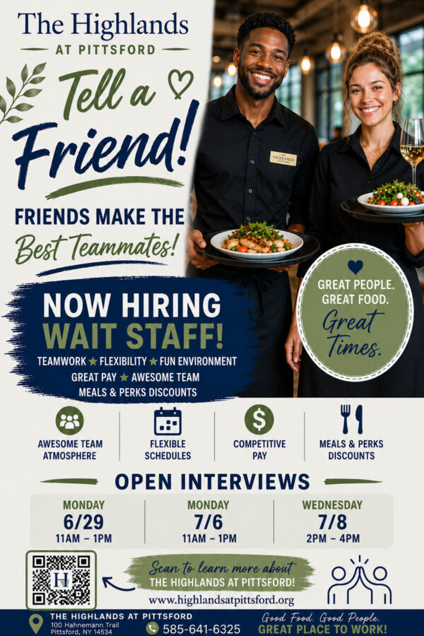 Open Interviews for Wait Staff flyer